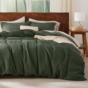 Bedsure Waffle Duvet Cover King, 104"x90"
